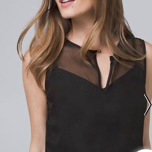 White House Black Market Black Layered Spit Front Blouse Size 10